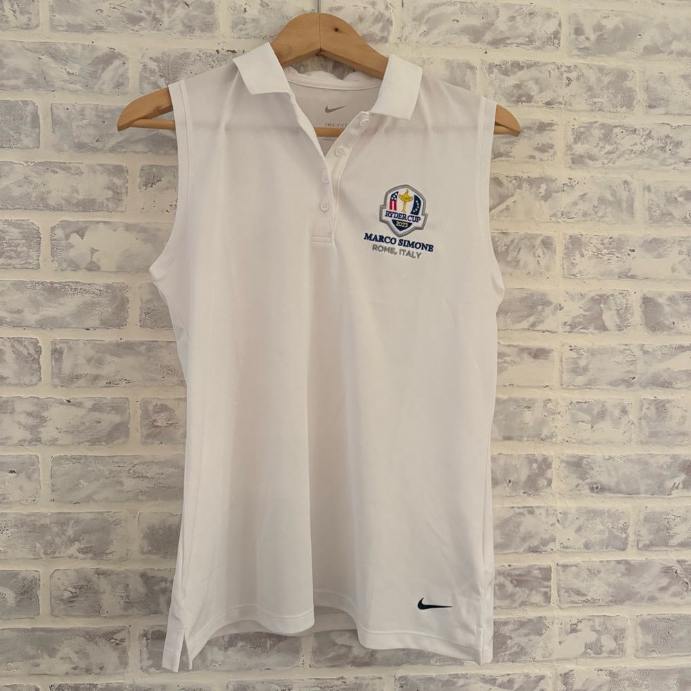 Nike White Ryder Cup Sleeveless Polo